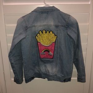 Lola and the boys French Fries Bedazzled Patch Girl’s Denim Jacket